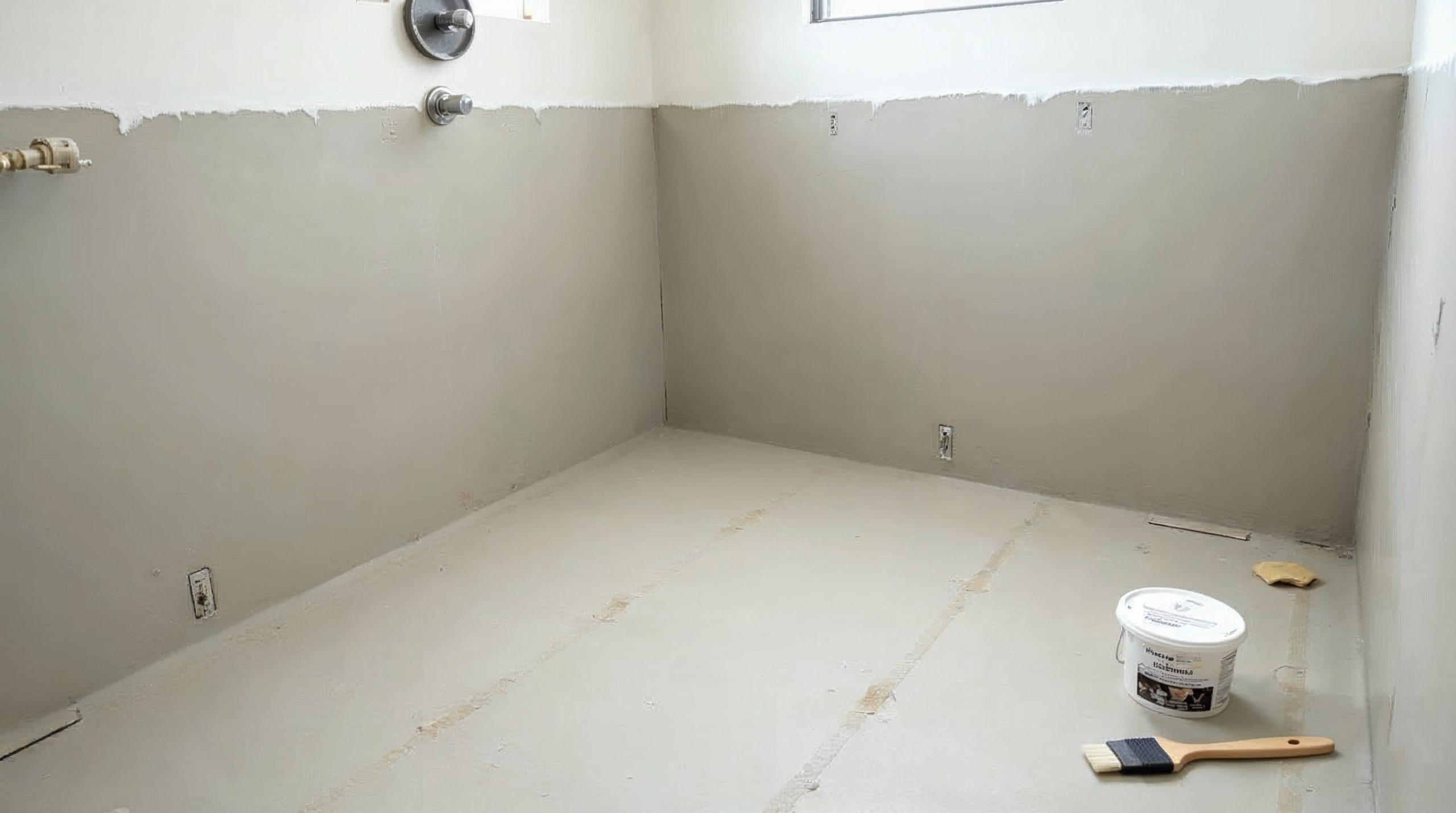 Banyo zemin ve duvarında çimento esaslı su yalıtımı uygulaması